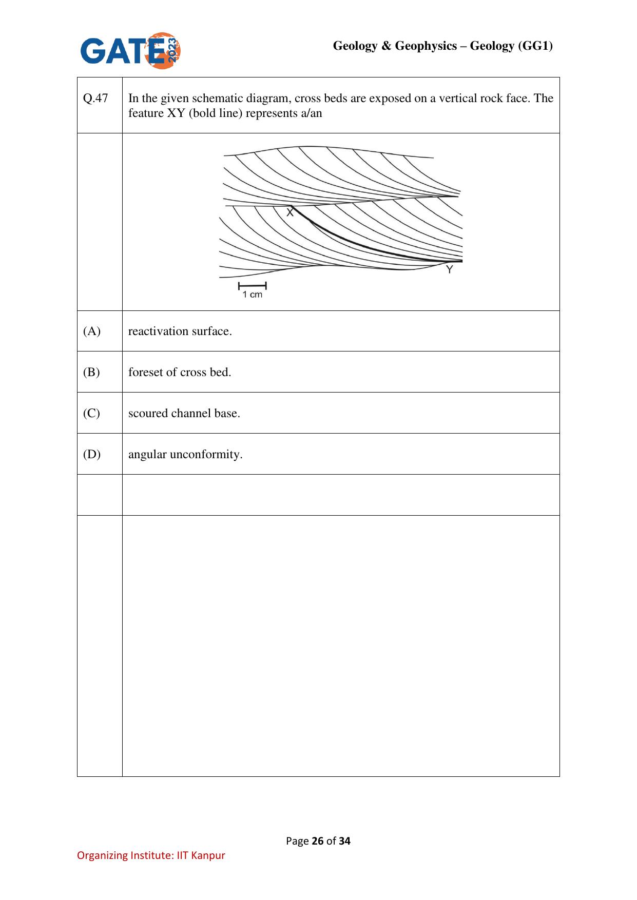 GATE 2023 Geology and Geophysics – Geology (GG-1) Question Paper - Page 26