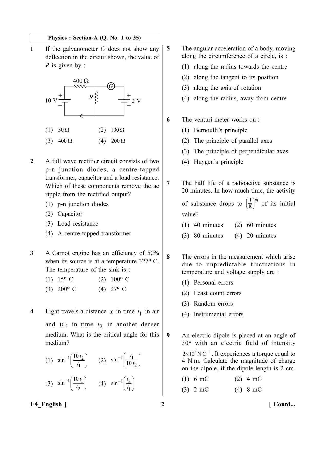 NEET 2023 F4 Question Paper - Page 2