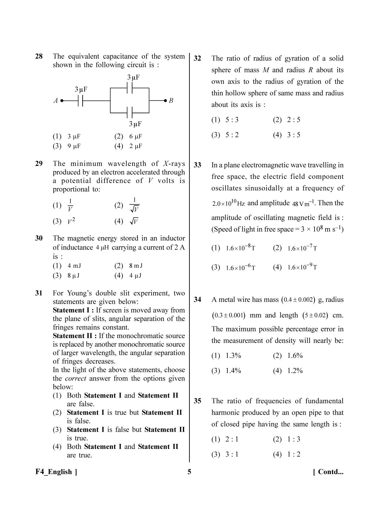 NEET 2023 F4 Question Paper - Page 5