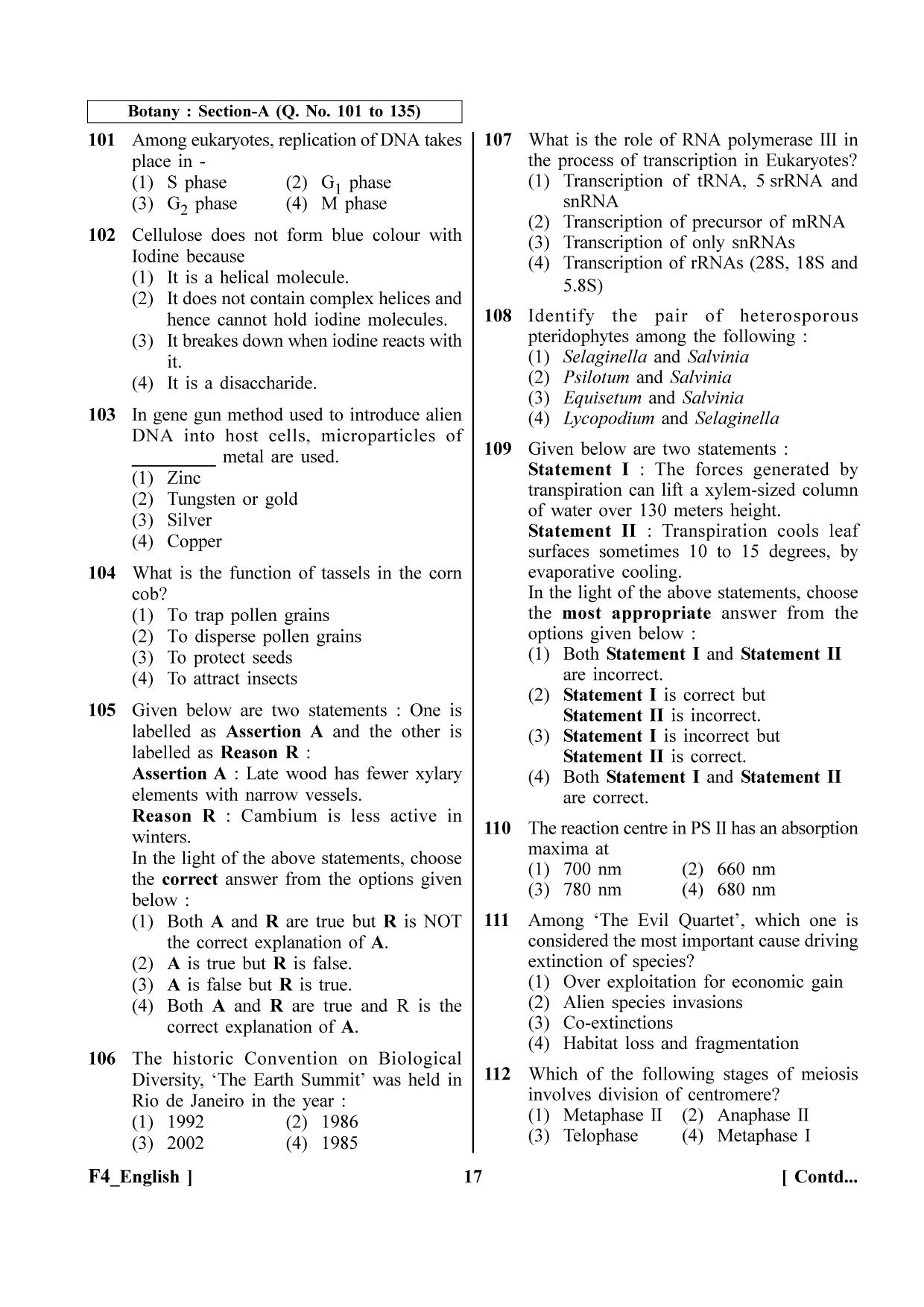 NEET 2023 F4 Question Paper - Page 17
