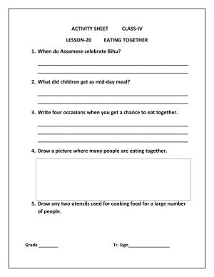 Worksheet for Class 4 Environmental Studies Eating Together Assignment