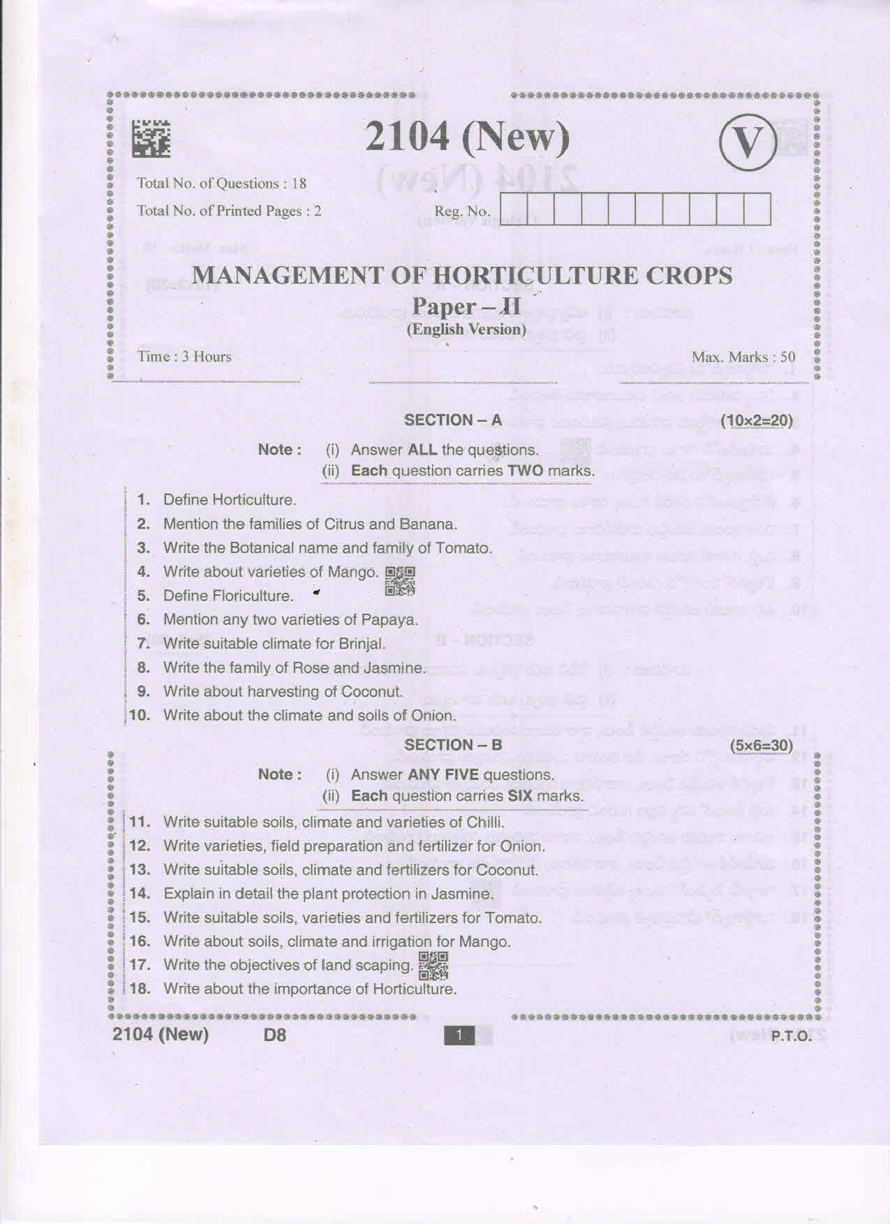 AP Intermediate 2nd Year Vocational Question Paper September-2021- Management_of_Horticulture_Crops-II(NEW) - Page 1