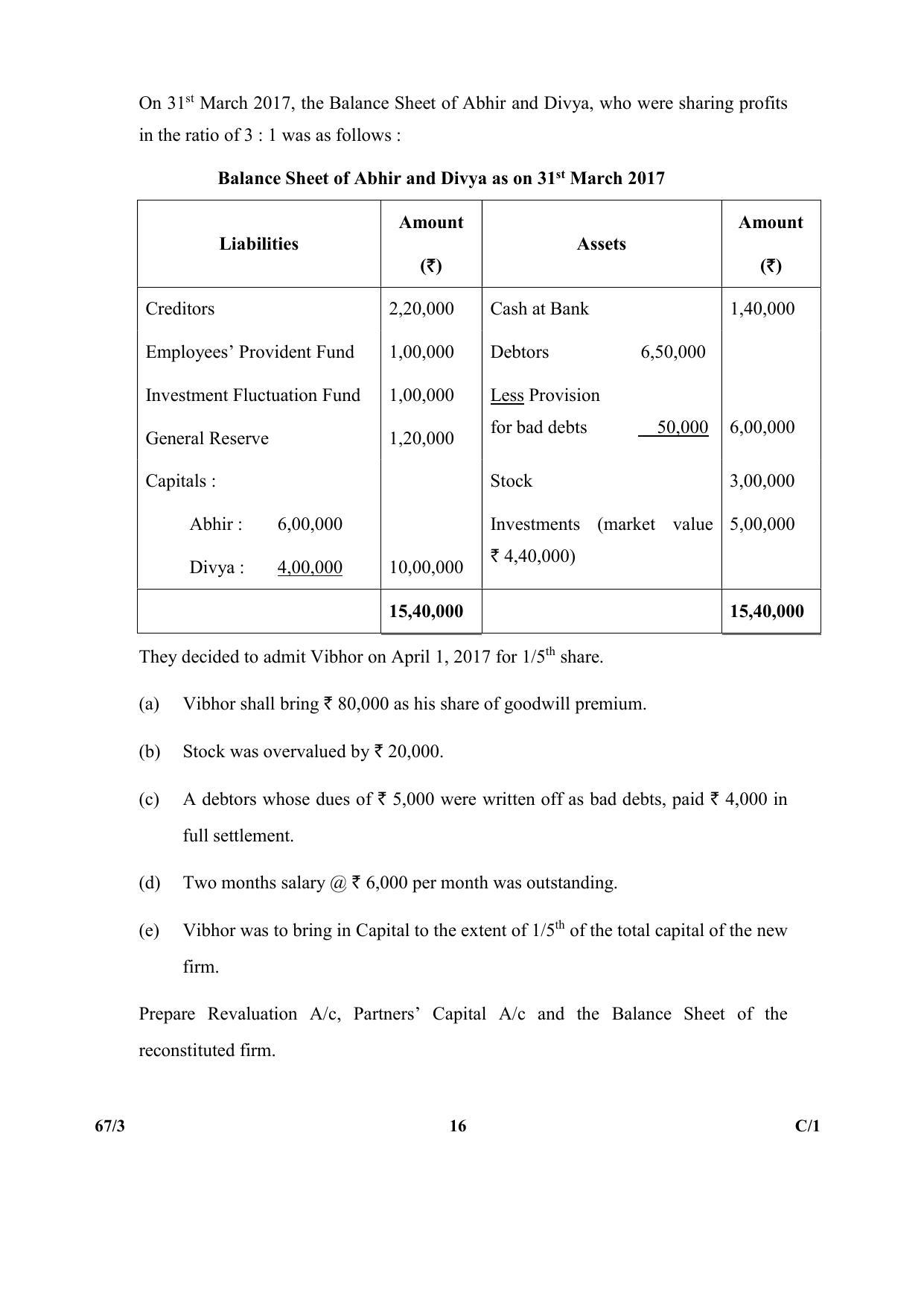 CBSE Class 12 67-3 (Accountancy) 2018 Compartment Question Paper - Page 16