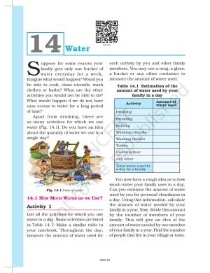 NCERT Book for Class 6 Science: Chapter 14-Water