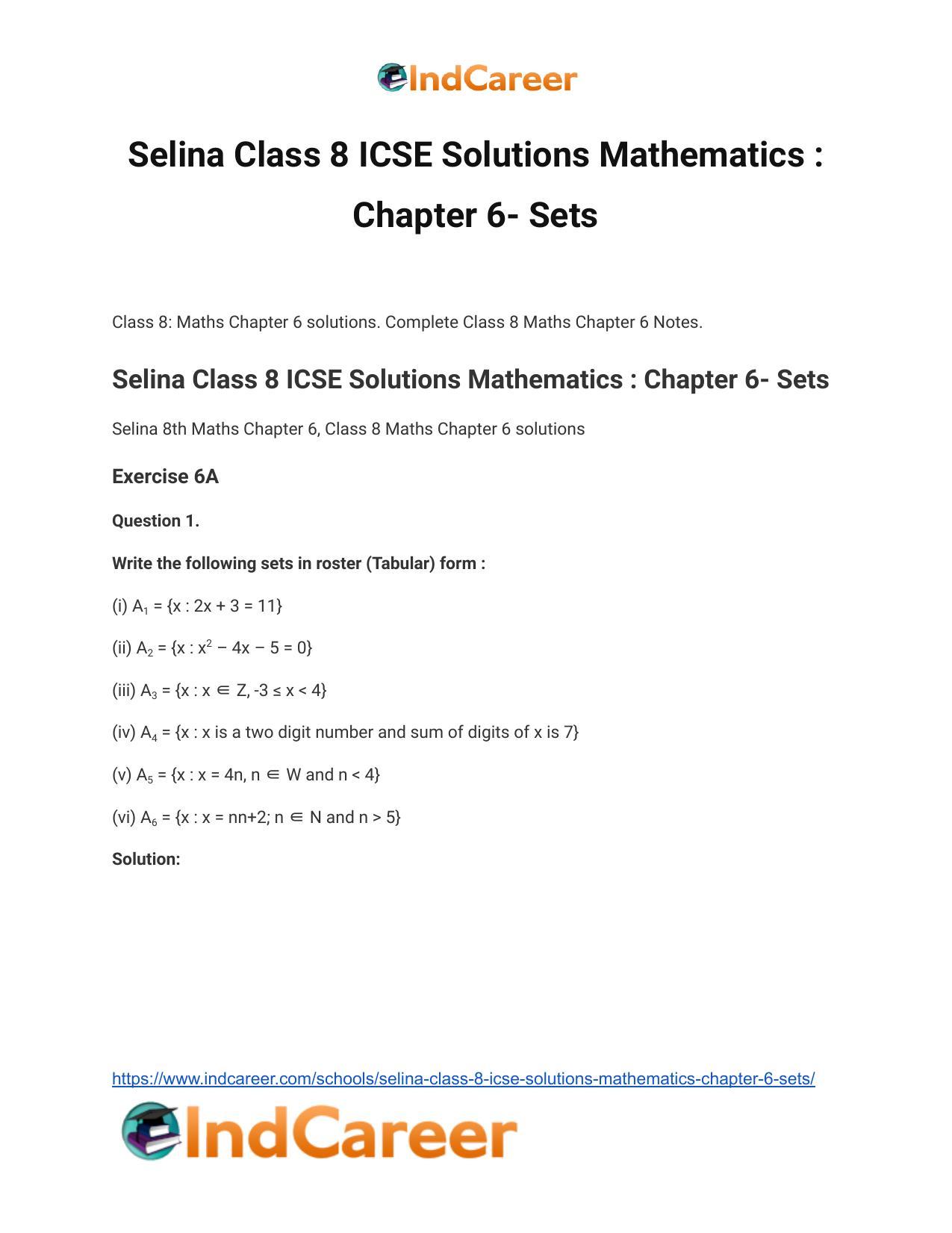 Selina Class 8 ICSE Solutions Mathematics : Chapter 6- Sets - Page 2