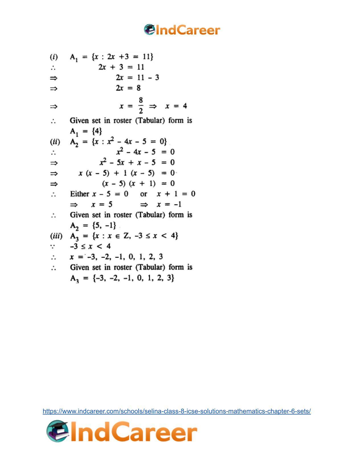 Selina Class 8 ICSE Solutions Mathematics : Chapter 6- Sets - Page 3