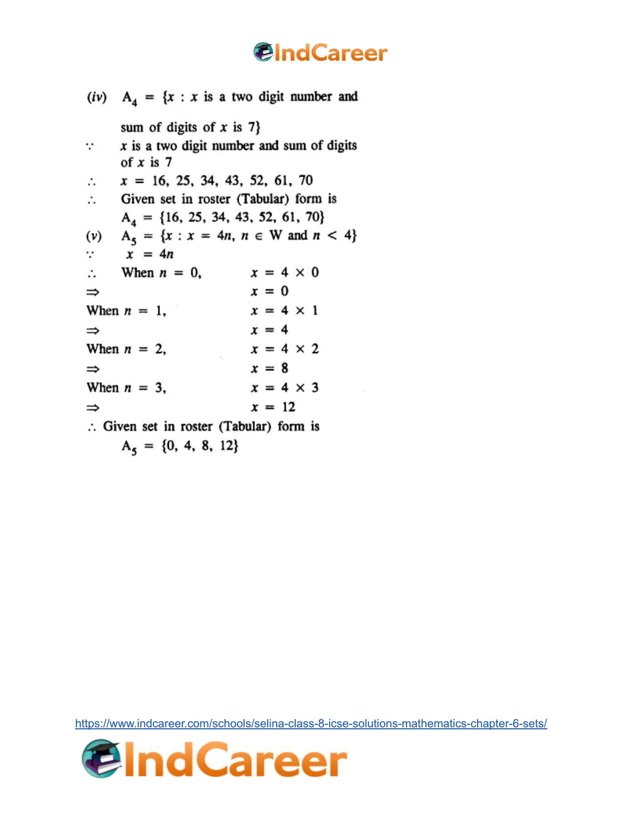 Selina Class 8 ICSE Solutions Mathematics : Chapter 6- Sets - Page 4