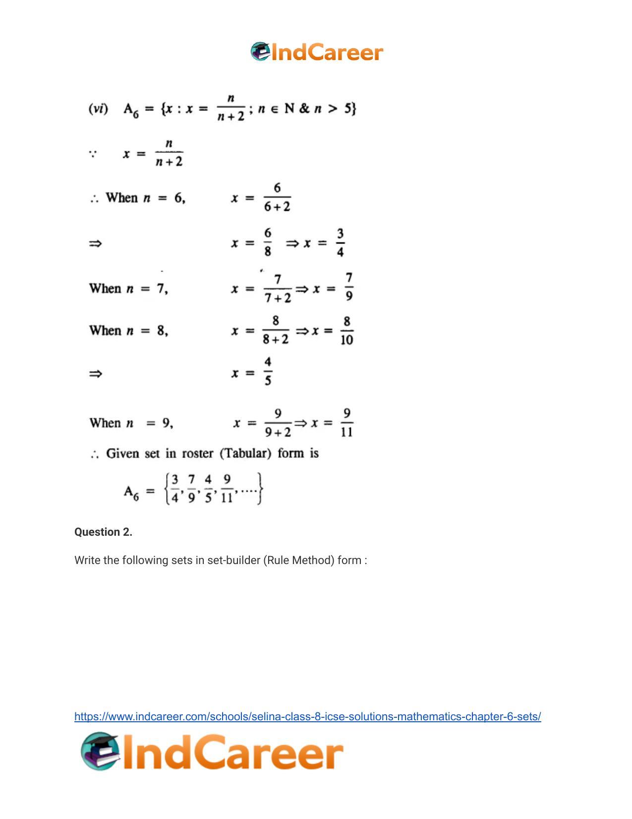 Selina Class 8 ICSE Solutions Mathematics : Chapter 6- Sets - Page 5