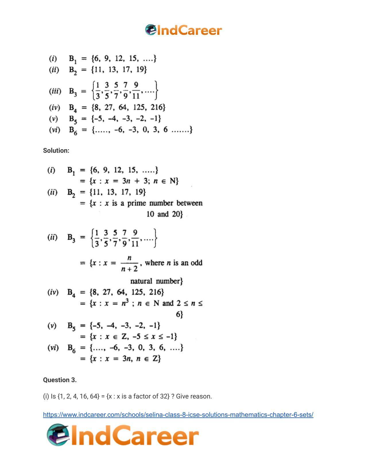 Selina Class 8 ICSE Solutions Mathematics : Chapter 6- Sets - Page 6