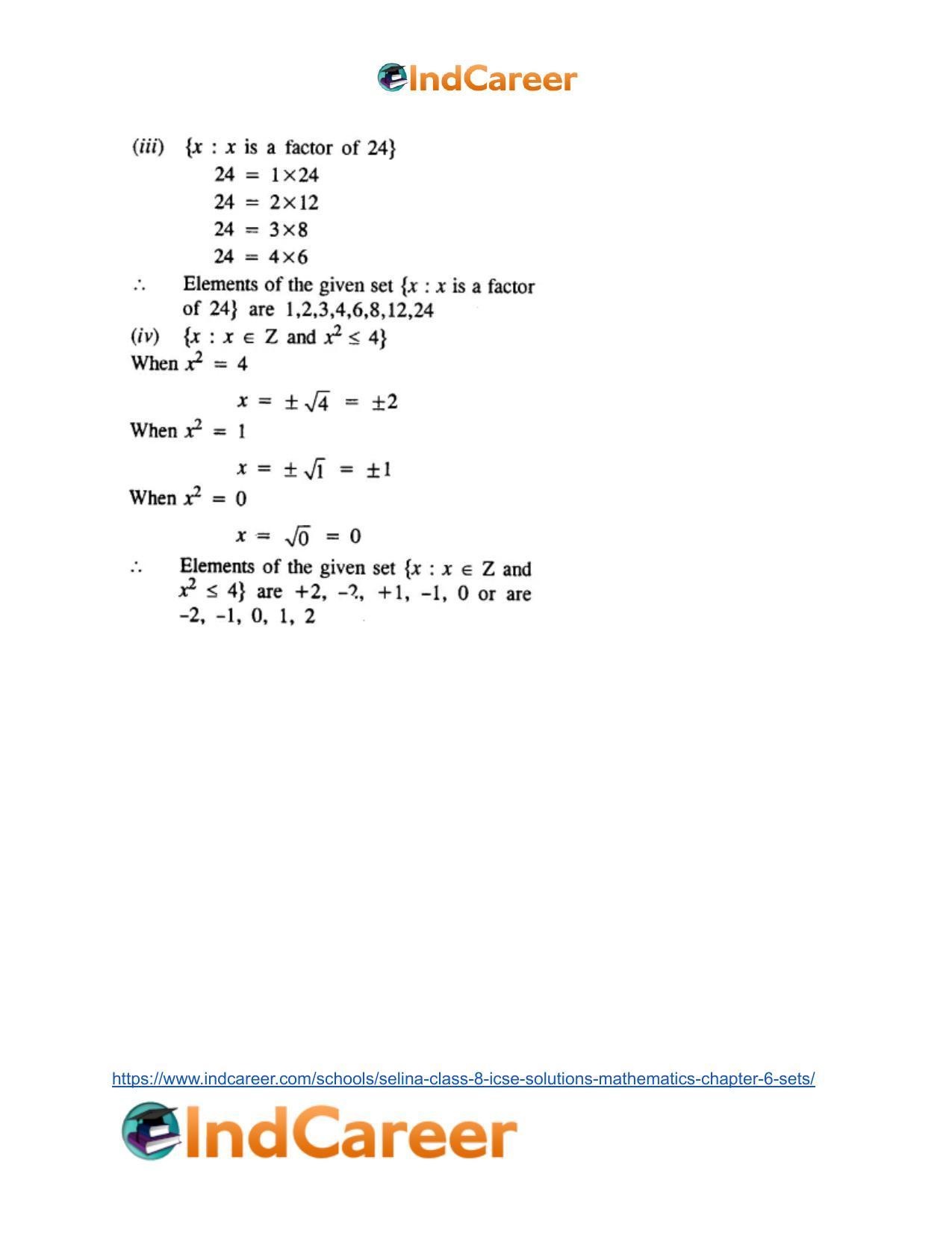 Selina Class 8 ICSE Solutions Mathematics : Chapter 6- Sets - Page 12