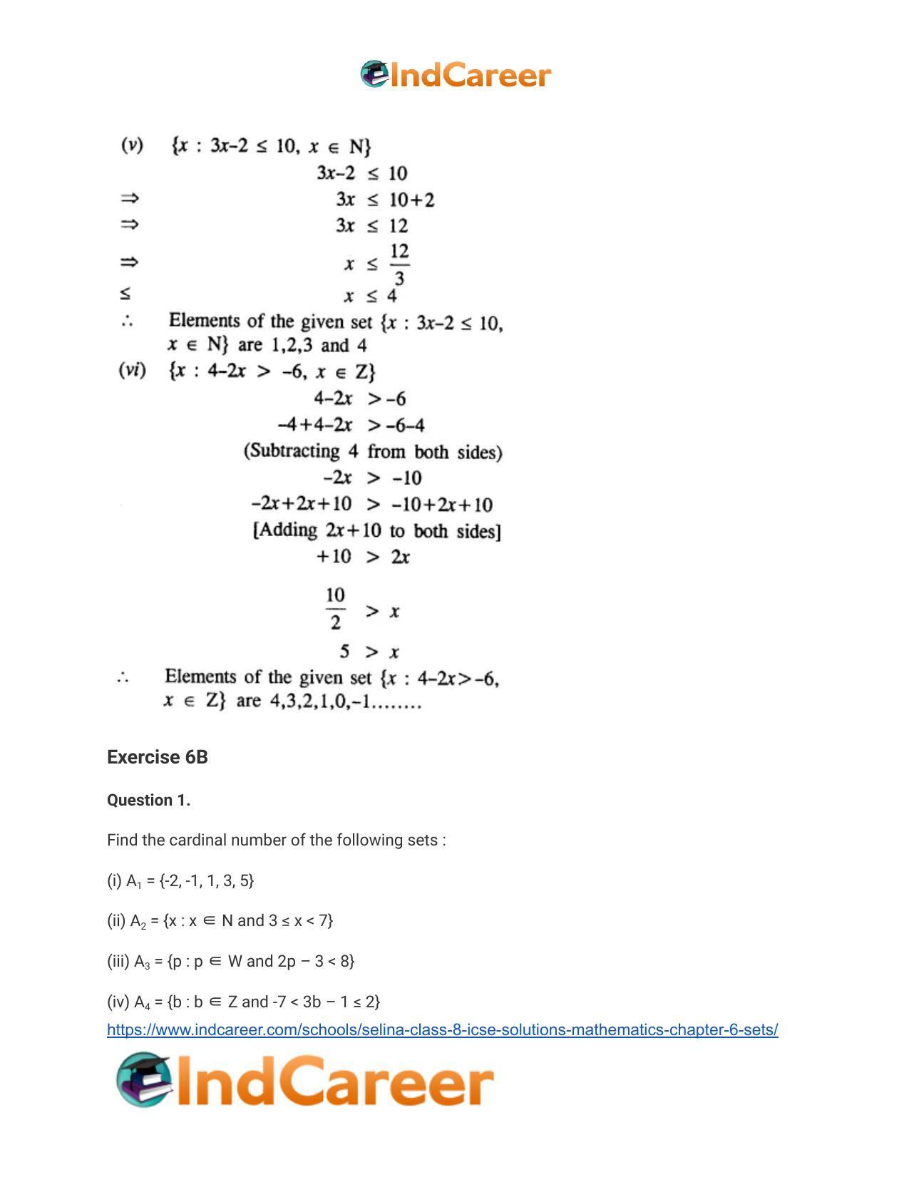 Selina Class 8 ICSE Solutions Mathematics : Chapter 6- Sets - Page 13
