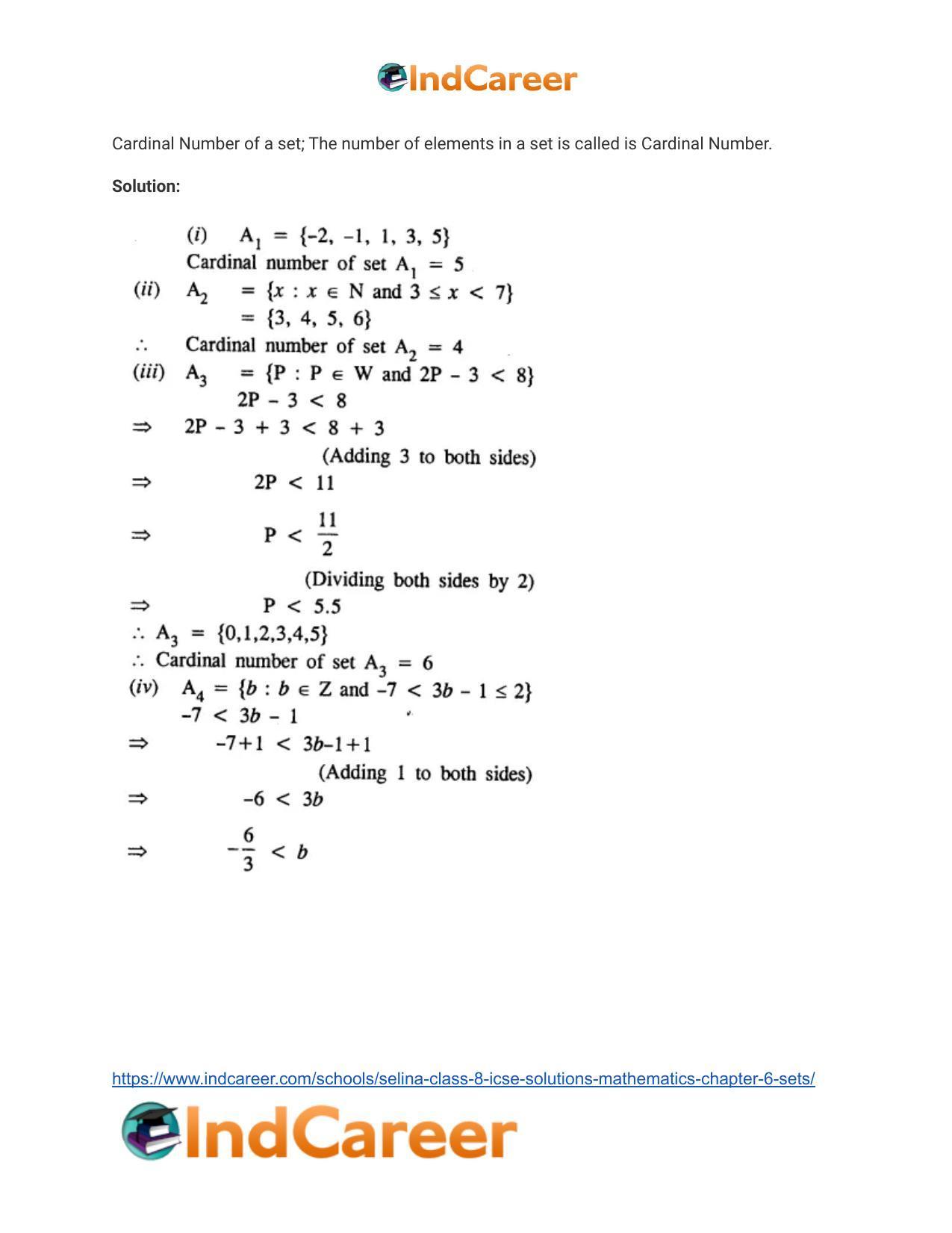Selina Class 8 ICSE Solutions Mathematics : Chapter 6- Sets - Page 14