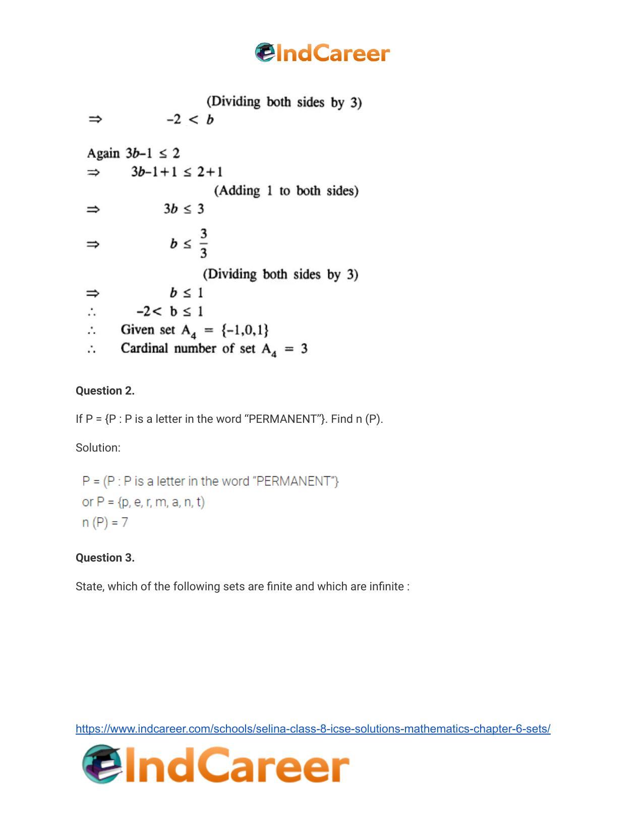 Selina Class 8 ICSE Solutions Mathematics : Chapter 6- Sets - Page 15