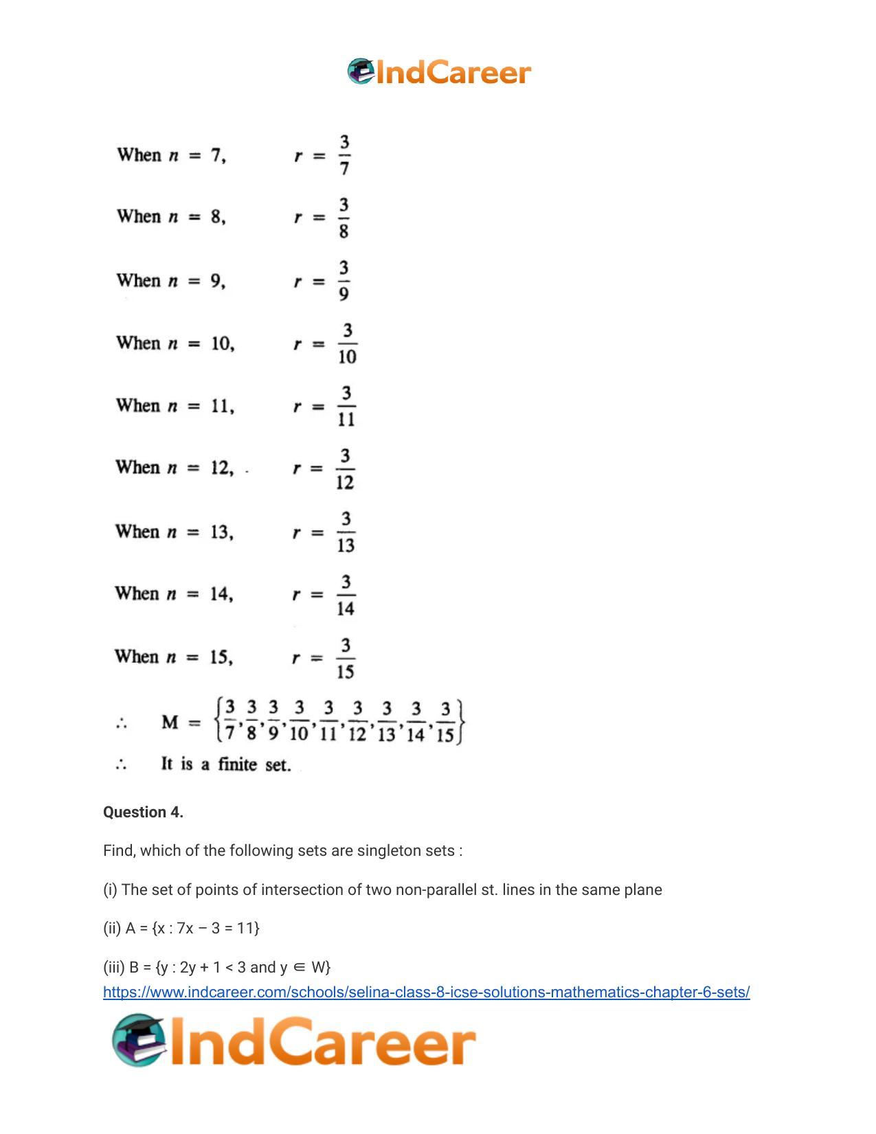 Selina Class 8 ICSE Solutions Mathematics : Chapter 6- Sets - Page 18