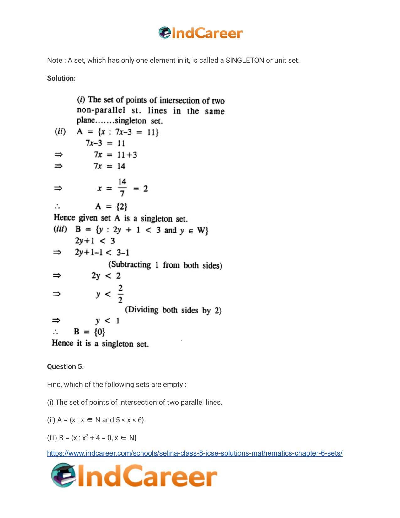 Selina Class 8 ICSE Solutions Mathematics : Chapter 6- Sets - Page 19