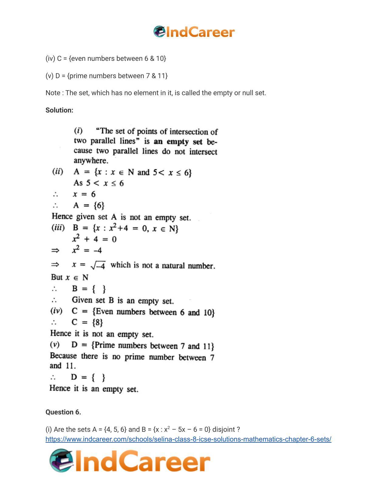 Selina Class 8 ICSE Solutions Mathematics : Chapter 6- Sets - Page 20