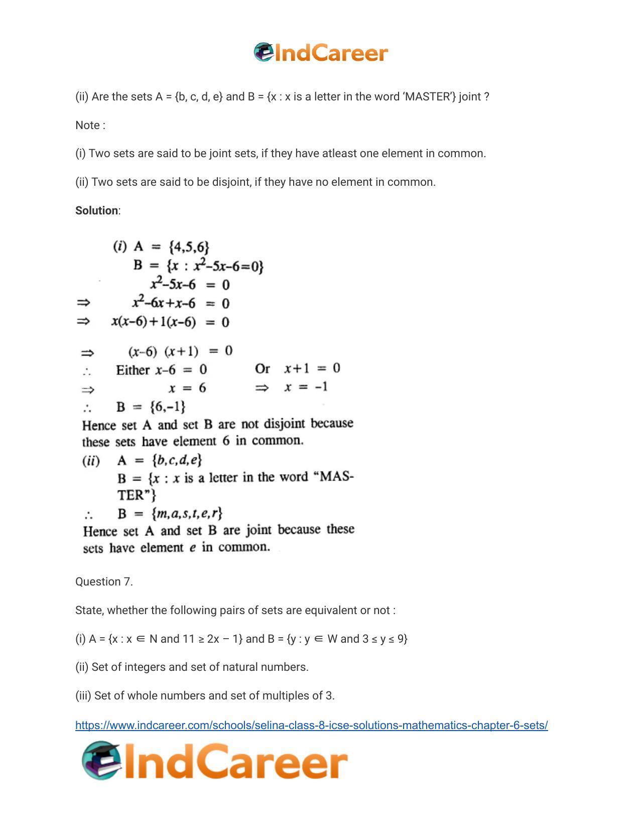 Selina Class 8 ICSE Solutions Mathematics : Chapter 6- Sets - Page 21