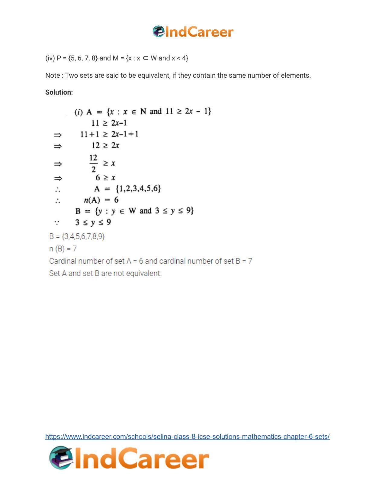 Selina Class 8 ICSE Solutions Mathematics : Chapter 6- Sets - Page 22