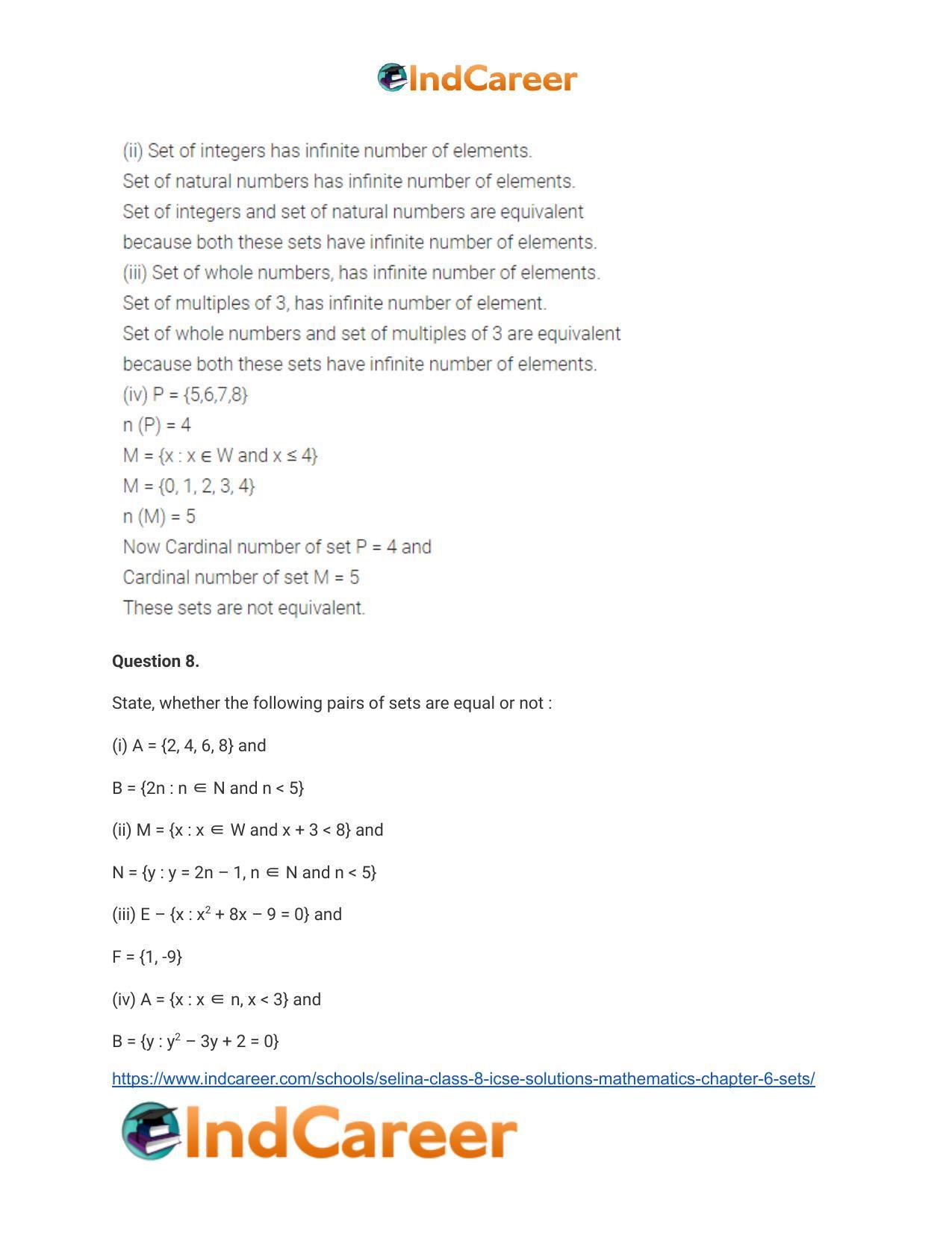 Selina Class 8 ICSE Solutions Mathematics : Chapter 6- Sets - Page 23