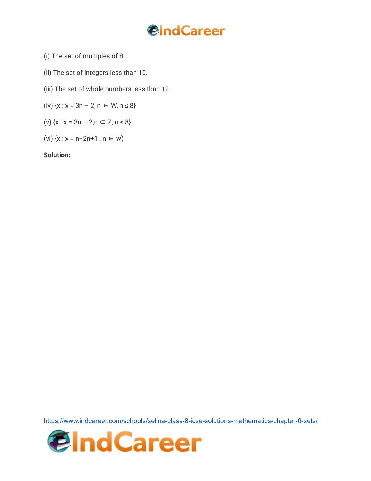 Selina Class 8 ICSE Solutions Mathematics : Chapter 6- Sets - Page 26