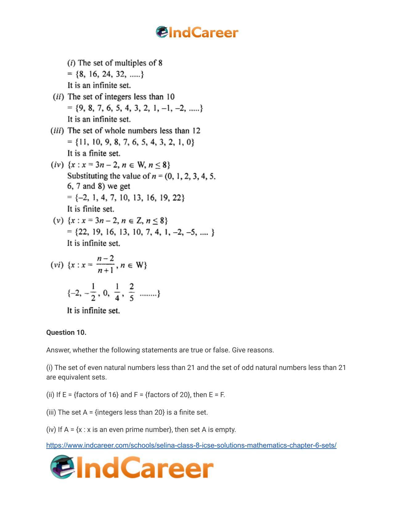 Selina Class 8 ICSE Solutions Mathematics : Chapter 6- Sets - Page 27