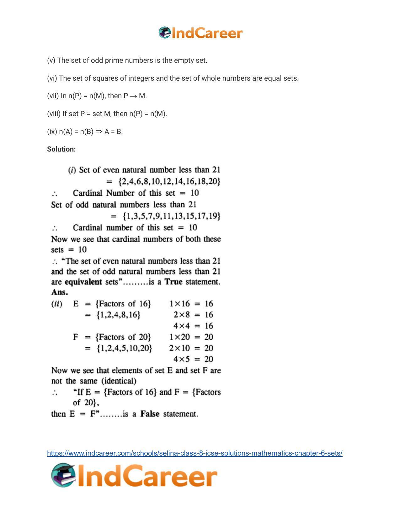 Selina Class 8 ICSE Solutions Mathematics : Chapter 6- Sets - Page 28