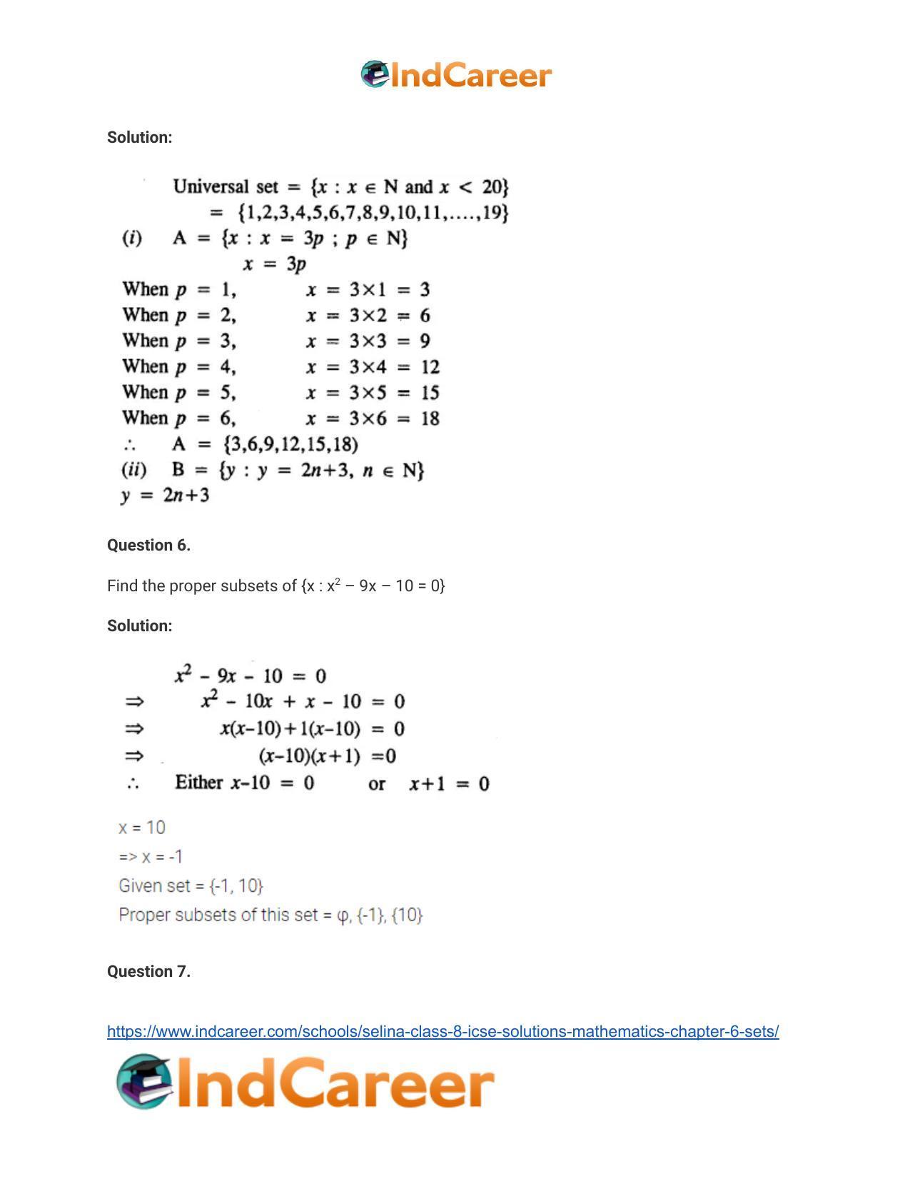 Selina Class 8 ICSE Solutions Mathematics : Chapter 6- Sets - Page 33