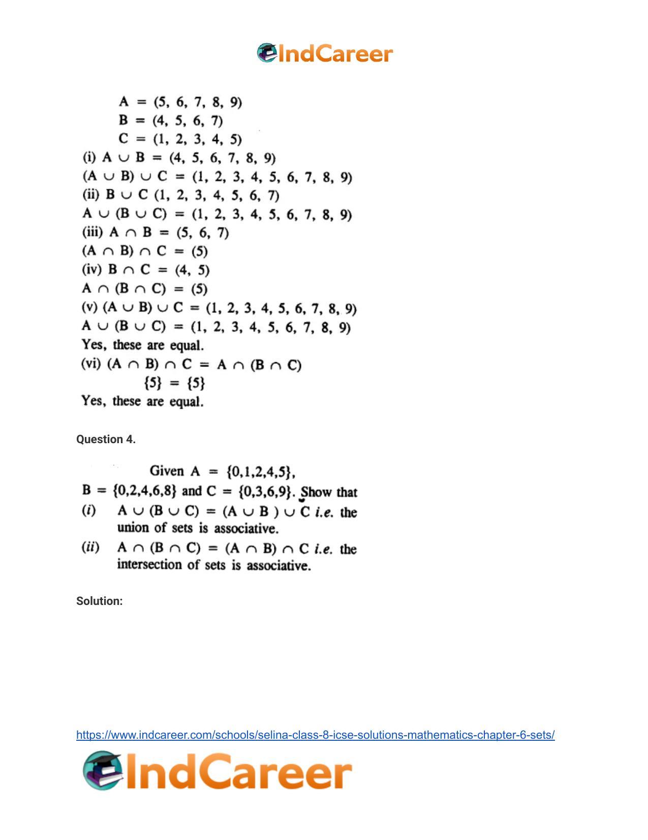 Selina Class 8 ICSE Solutions Mathematics : Chapter 6- Sets - Page 40