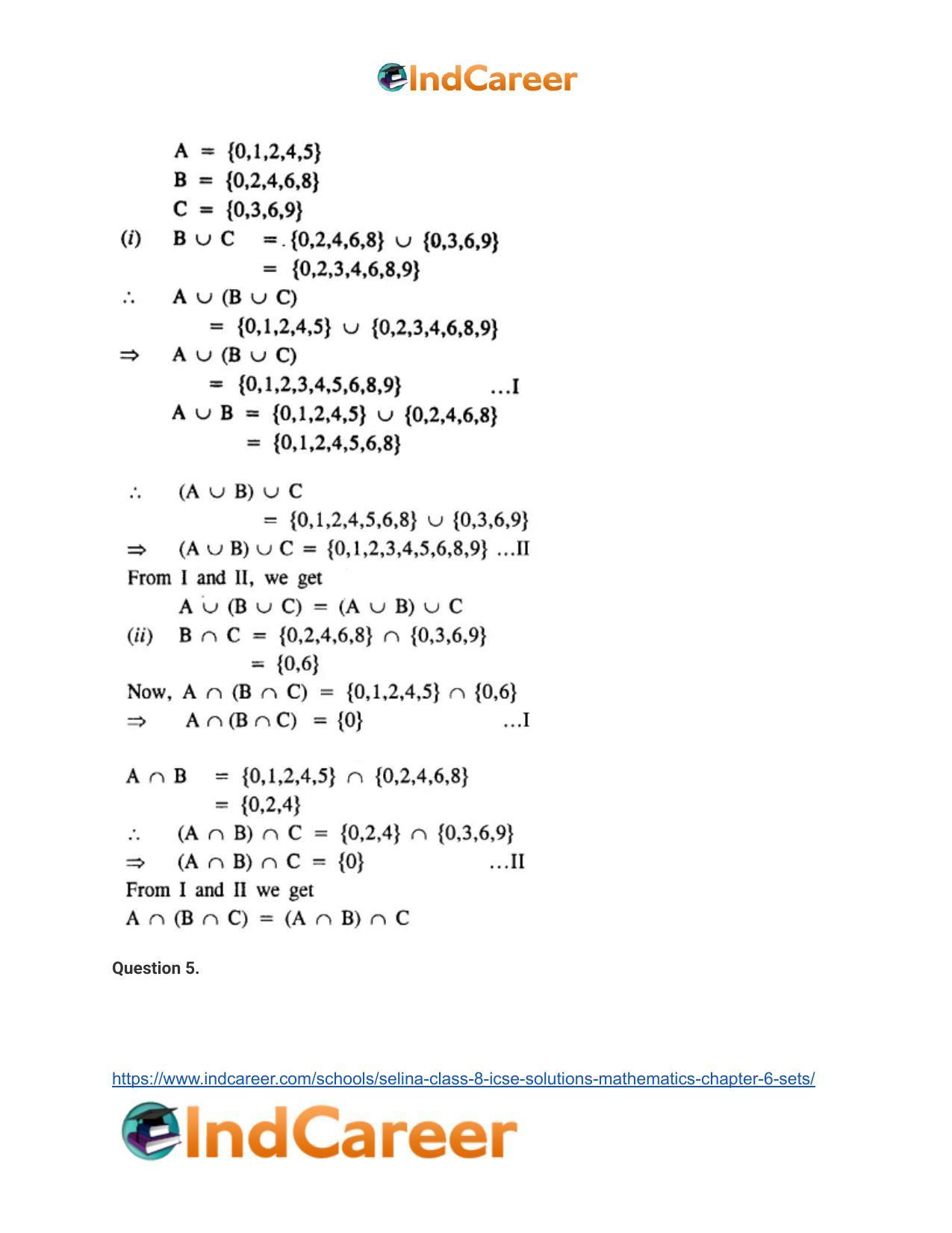 Selina Class 8 ICSE Solutions Mathematics : Chapter 6- Sets - Page 41