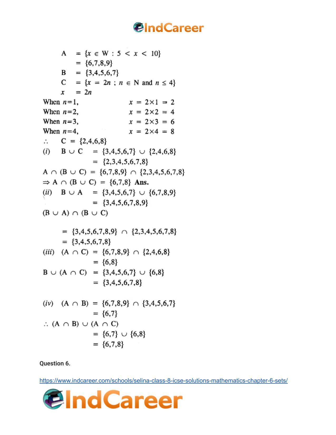 Selina Class 8 ICSE Solutions Mathematics : Chapter 6- Sets - Page 43