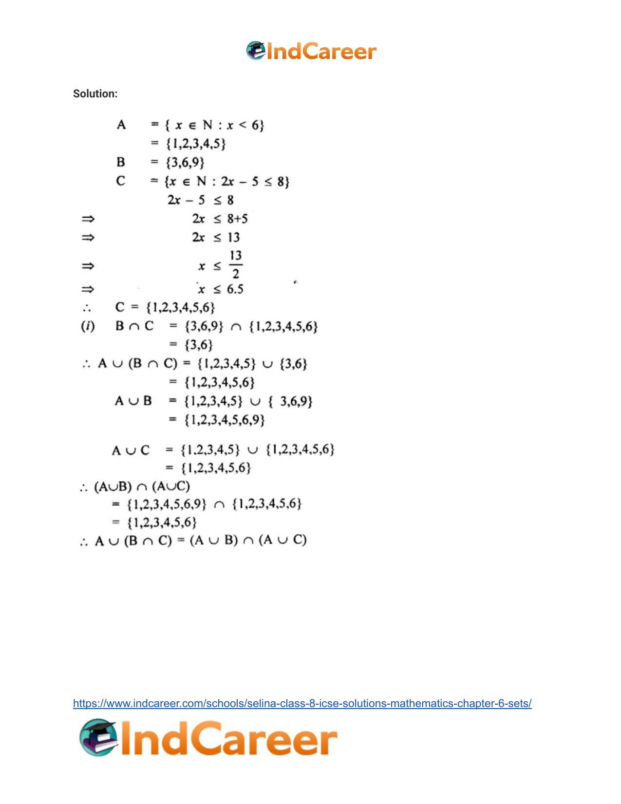 Selina Class 8 ICSE Solutions Mathematics : Chapter 6- Sets - Page 48
