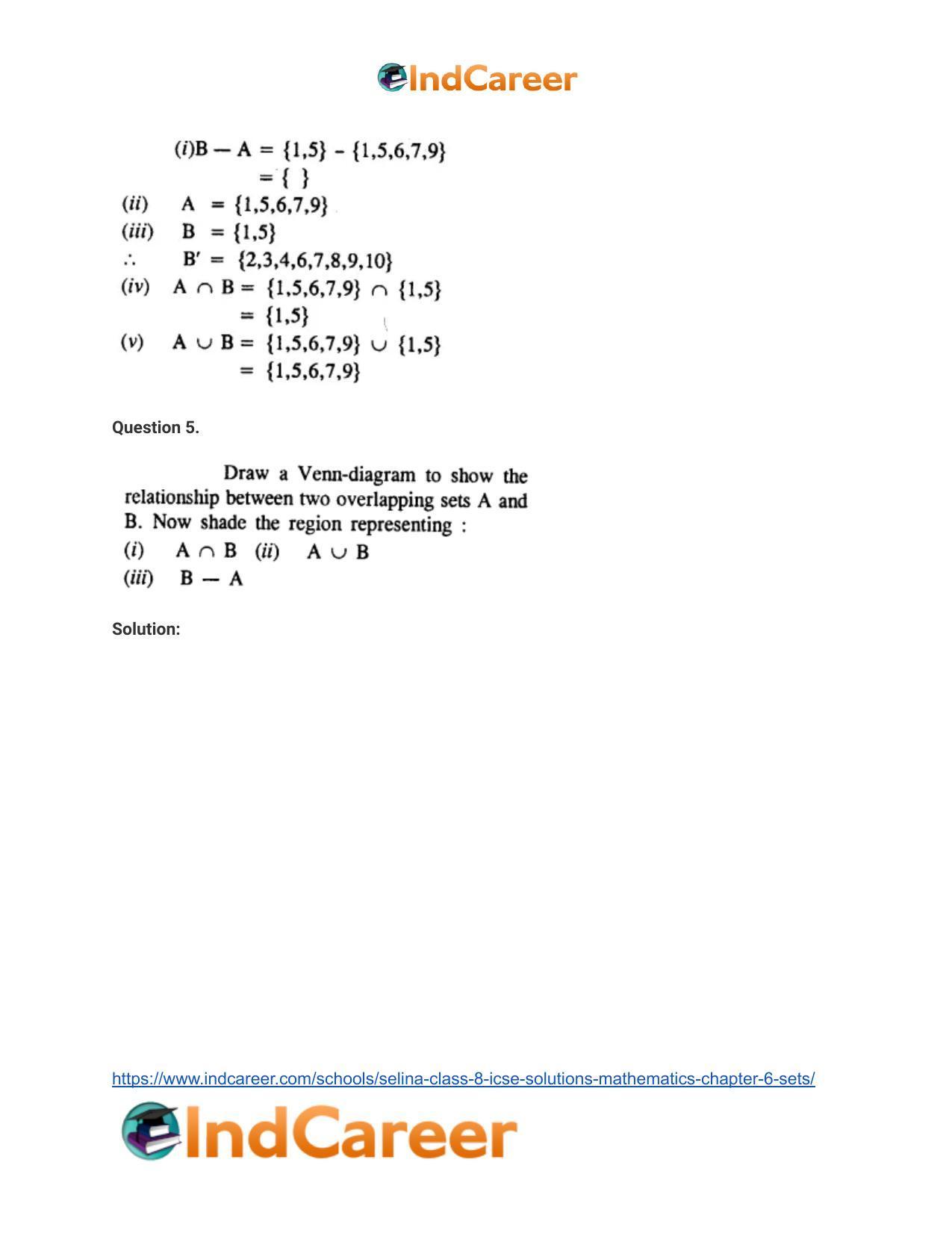 Selina Class 8 ICSE Solutions Mathematics : Chapter 6- Sets - Page 53