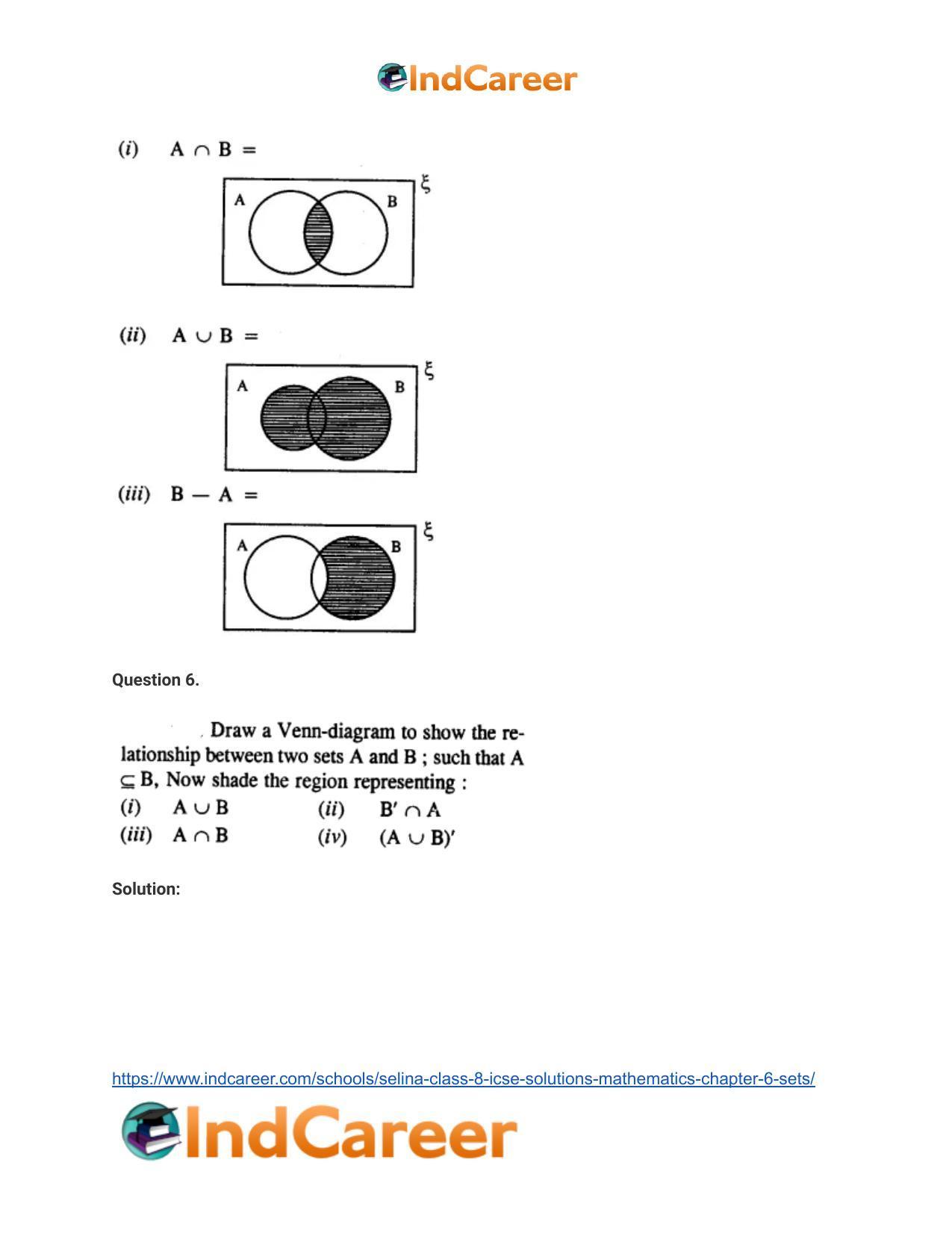 Selina Class 8 ICSE Solutions Mathematics : Chapter 6- Sets - Page 54