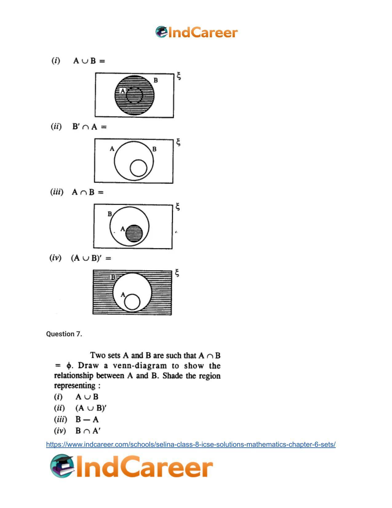 Selina Class 8 ICSE Solutions Mathematics : Chapter 6- Sets - Page 55