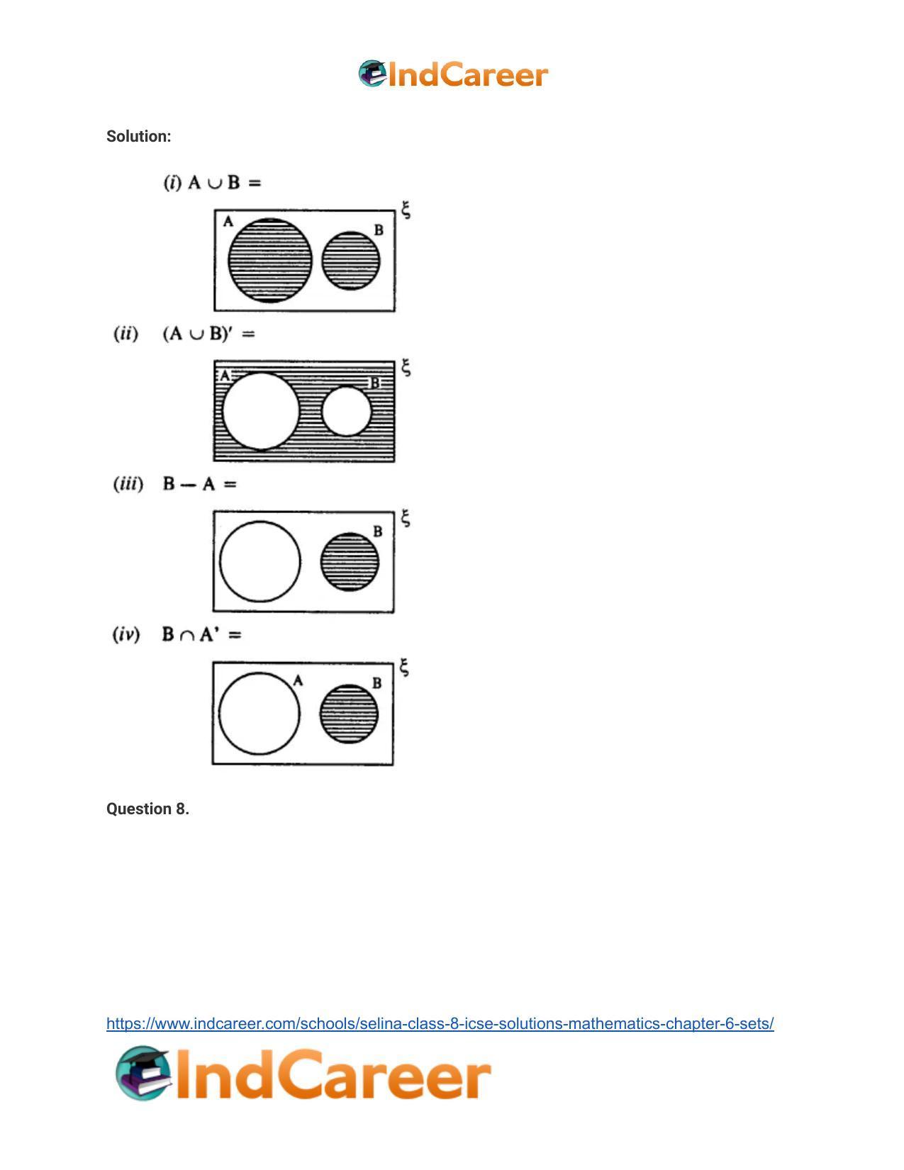 Selina Class 8 ICSE Solutions Mathematics : Chapter 6- Sets - Page 56