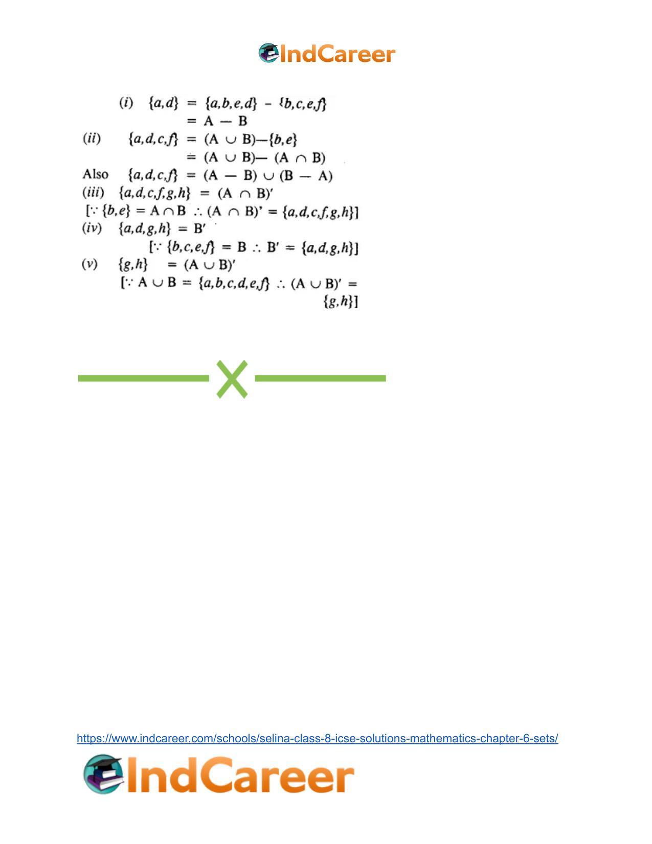 Selina Class 8 ICSE Solutions Mathematics : Chapter 6- Sets - Page 61