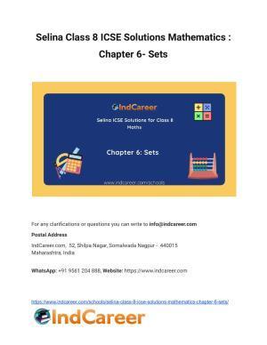 Selina Class 8 ICSE Solutions Mathematics : Chapter 6- Sets