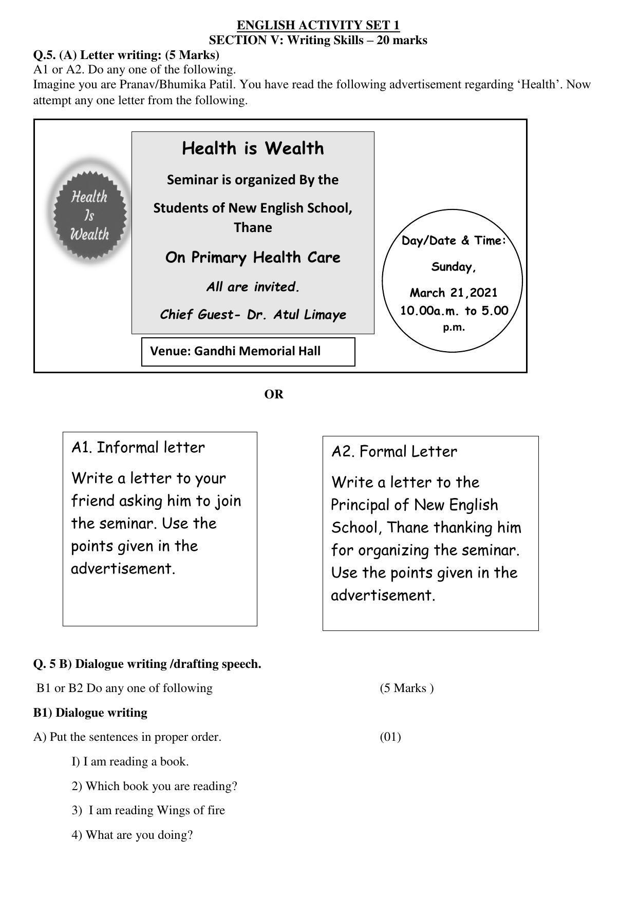 Maharashtra Board Class 10 English (17) Third Language Sample Paper (मराठी माध्यम) - Page 18