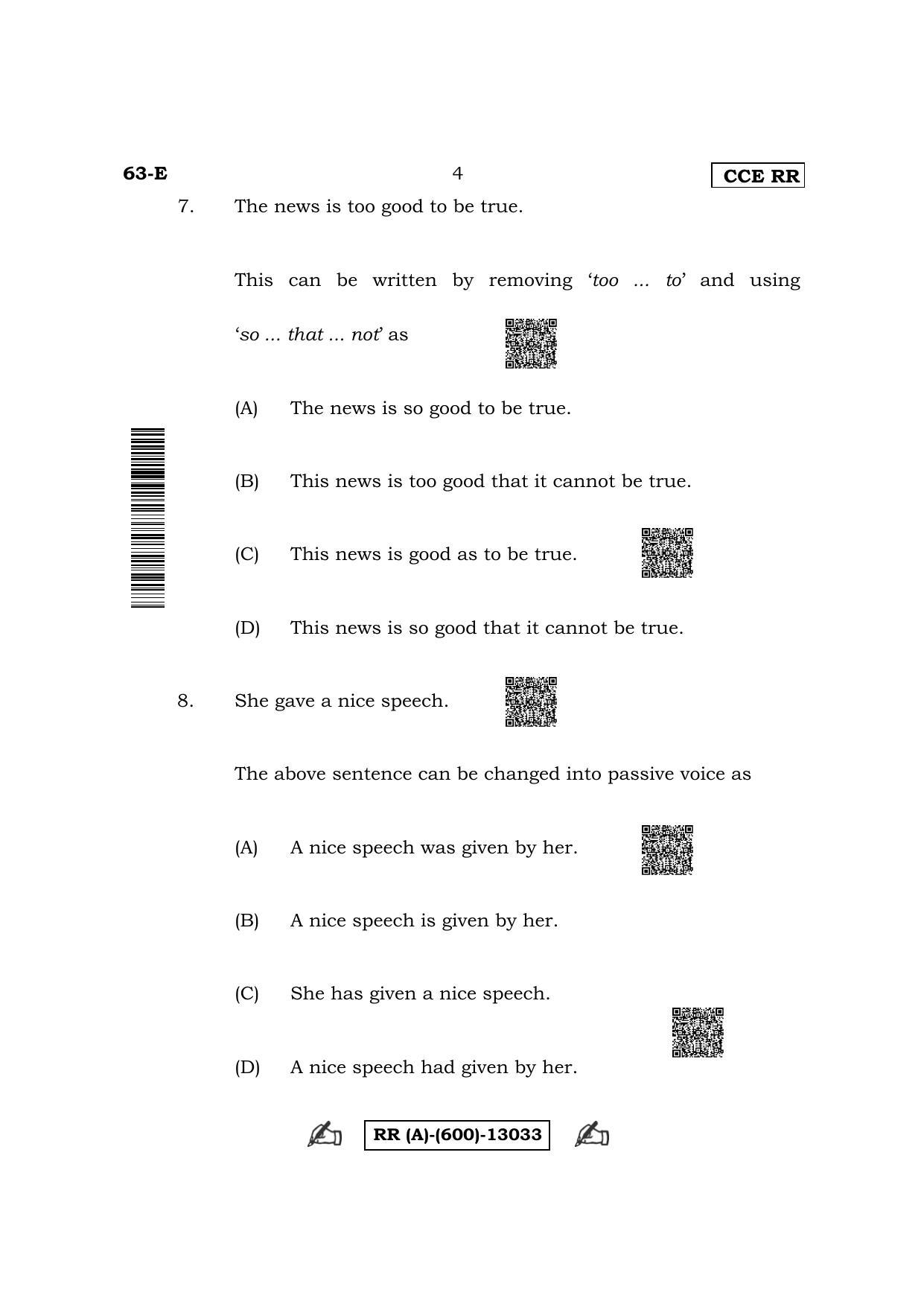 Karnataka SSLC Third Language English (Supplementary) Question Paper 2022 (A Version) - Page 4