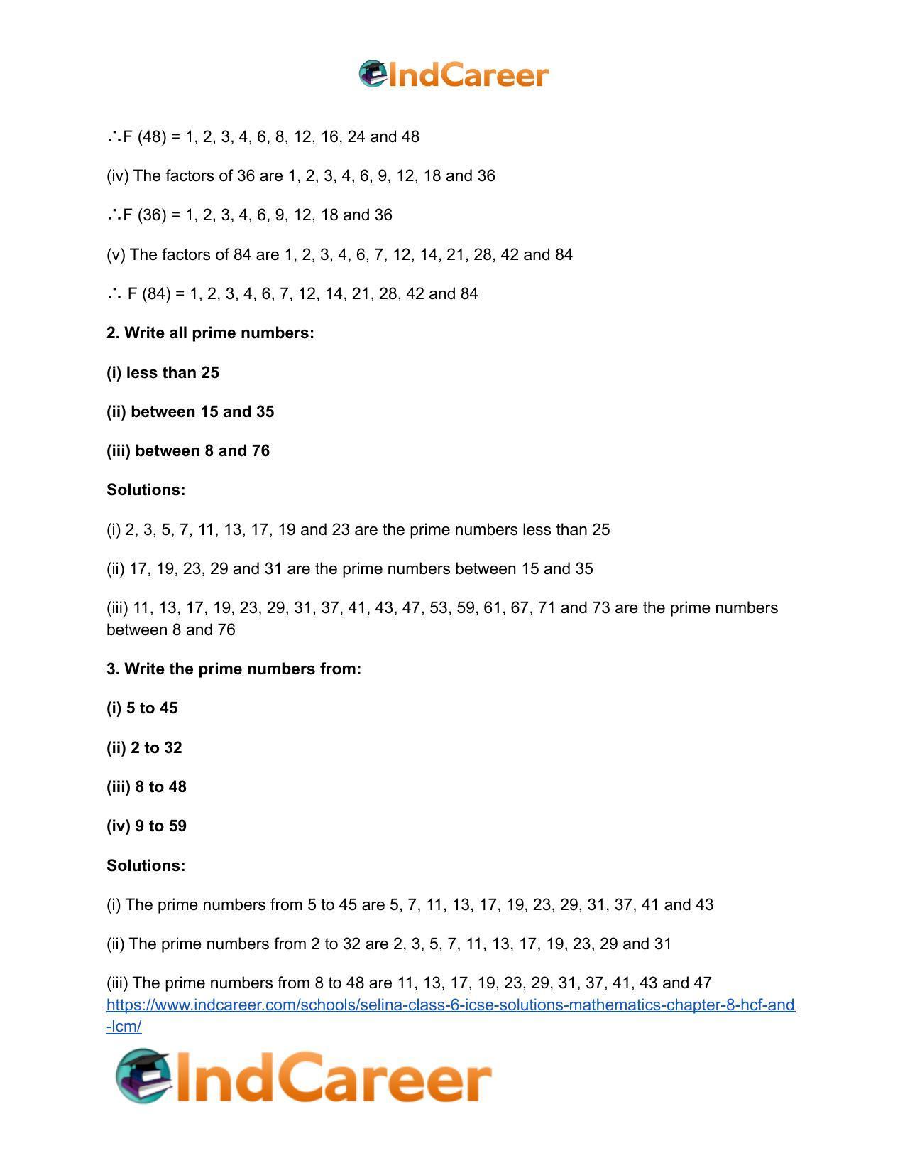 Selina Class 6 ICSE Solutions Mathematics : Chapter 8- HCF And LCM - Page 3