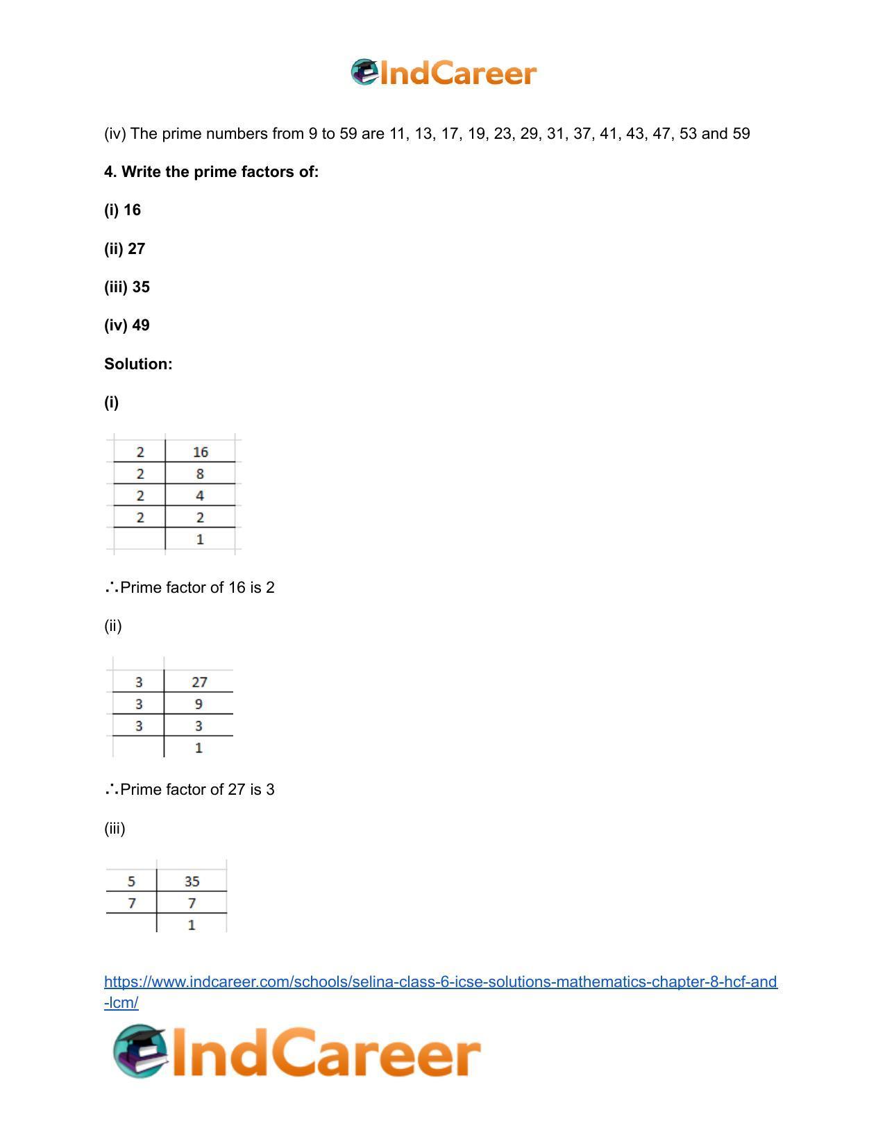 Selina Class 6 ICSE Solutions Mathematics : Chapter 8- HCF And LCM - Page 4