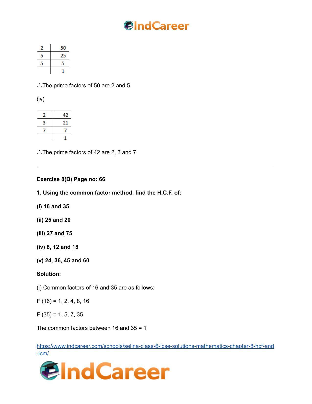 Selina Class 6 ICSE Solutions Mathematics : Chapter 8- HCF And LCM - Page 6