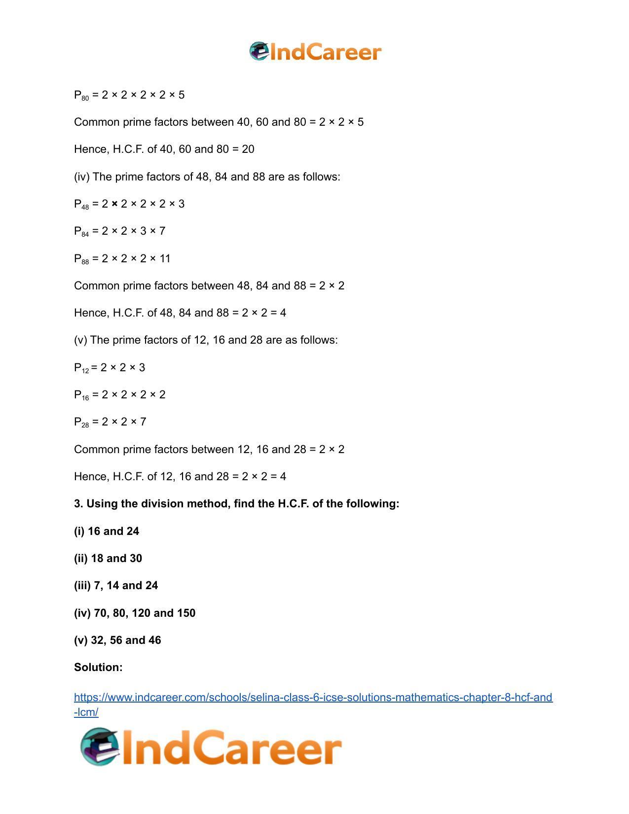 Selina Class 6 ICSE Solutions Mathematics : Chapter 8- HCF And LCM - Page 9