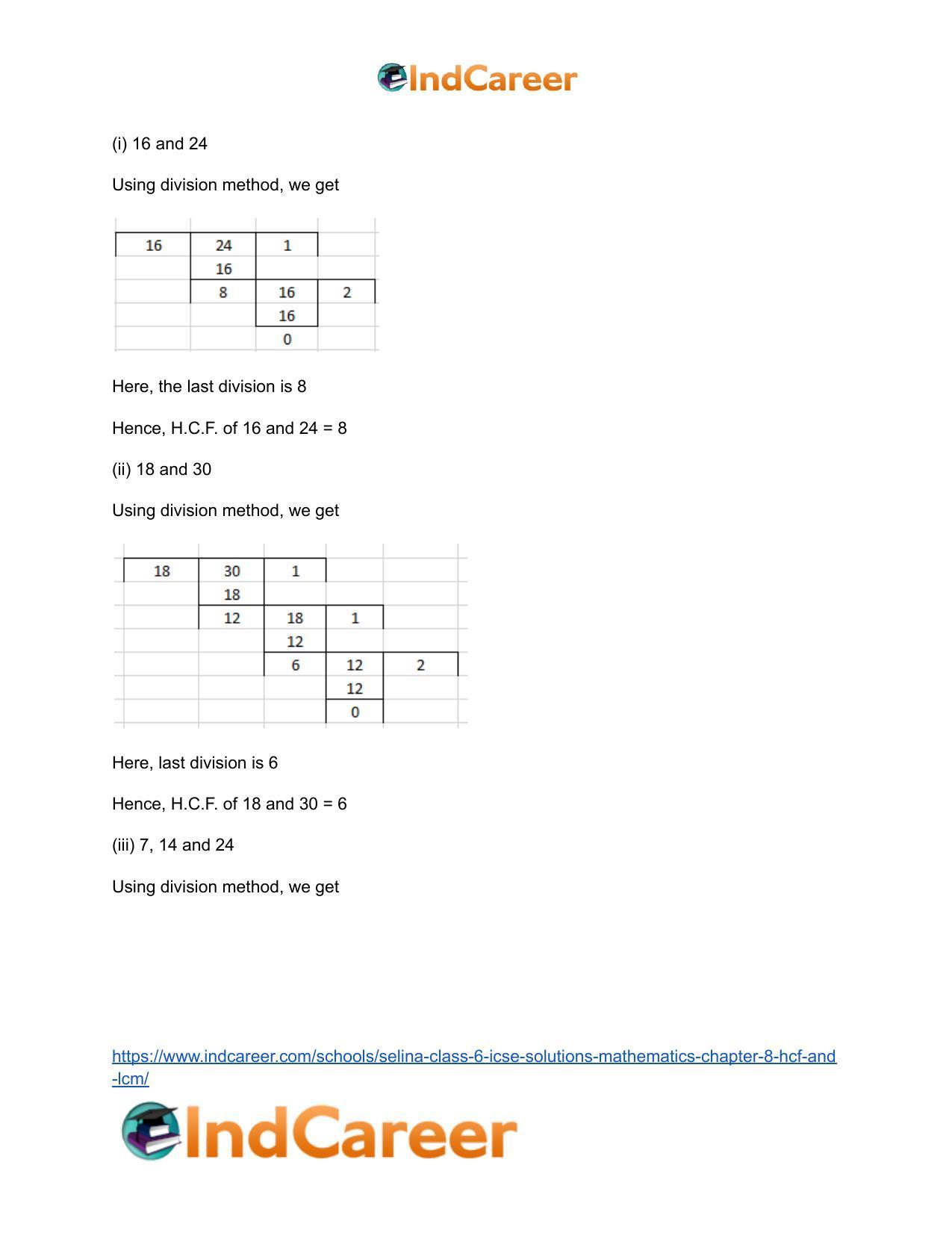 Selina Class 6 ICSE Solutions Mathematics : Chapter 8- HCF And LCM - Page 10