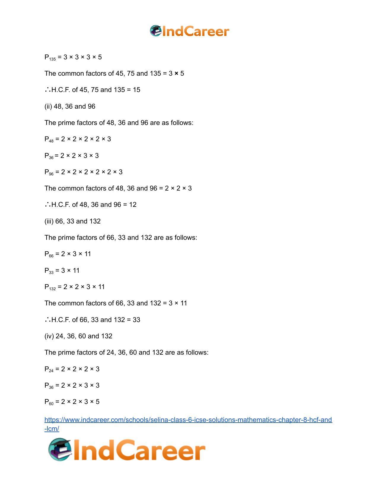Selina Class 6 ICSE Solutions Mathematics : Chapter 8- HCF And LCM - Page 13
