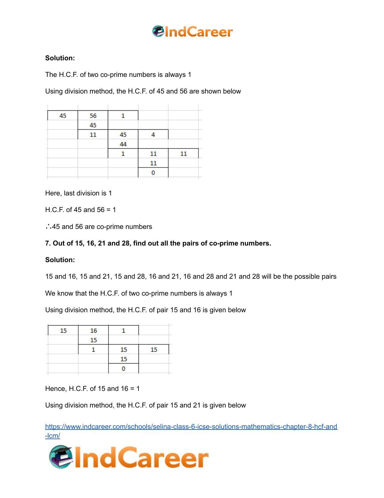 Selina Class 6 ICSE Solutions Mathematics : Chapter 8- HCF And LCM - Page 15