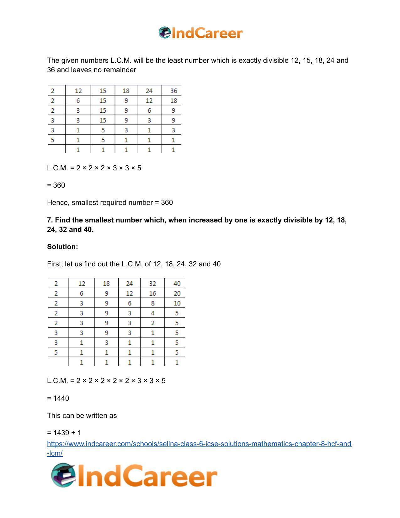 Selina Class 6 ICSE Solutions Mathematics : Chapter 8- HCF And LCM - Page 25