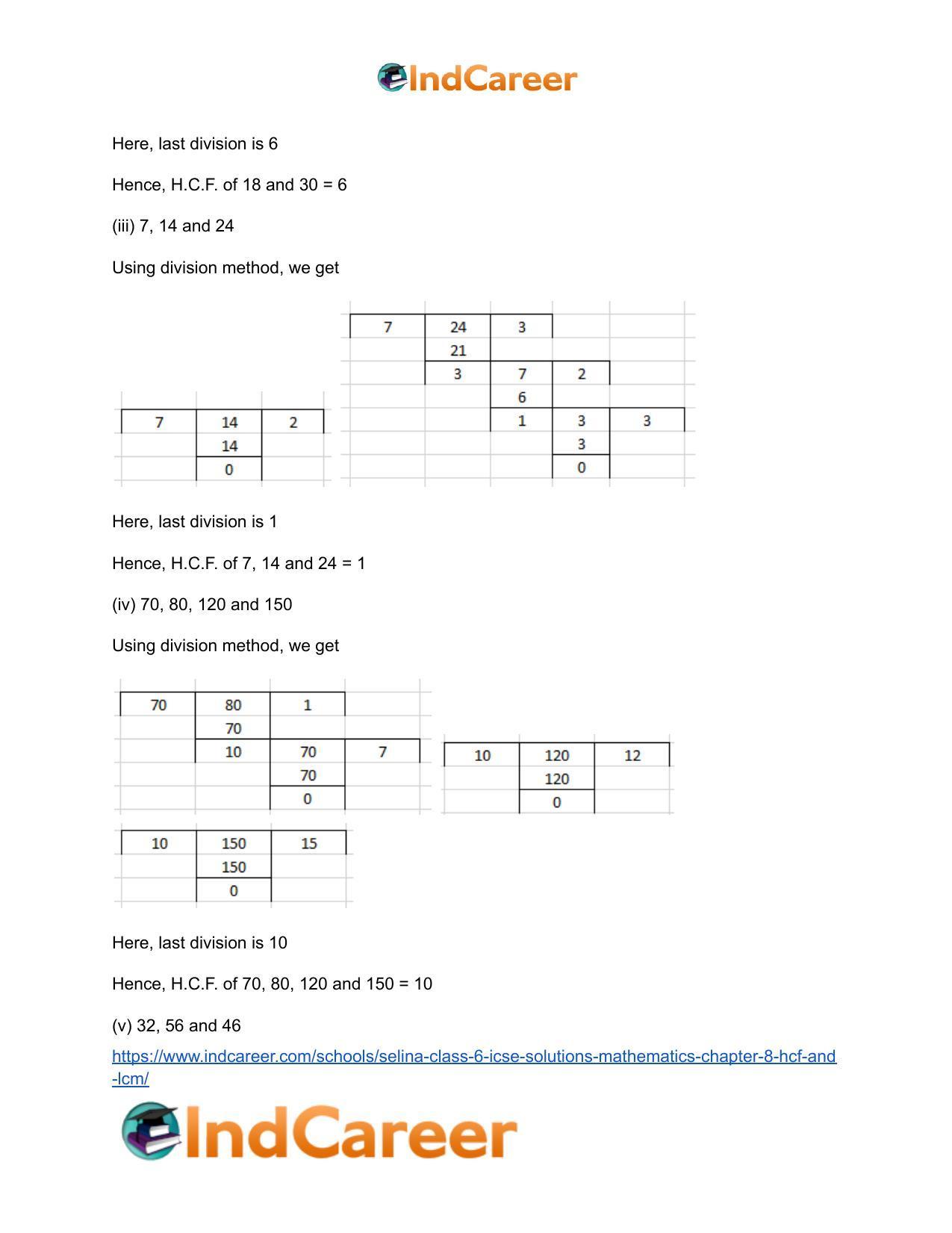 Selina Class 6 ICSE Solutions Mathematics : Chapter 8- HCF And LCM - Page 31