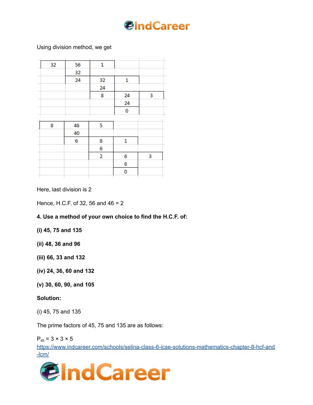 Selina Class 6 ICSE Solutions Mathematics : Chapter 8- HCF And LCM - Page 32