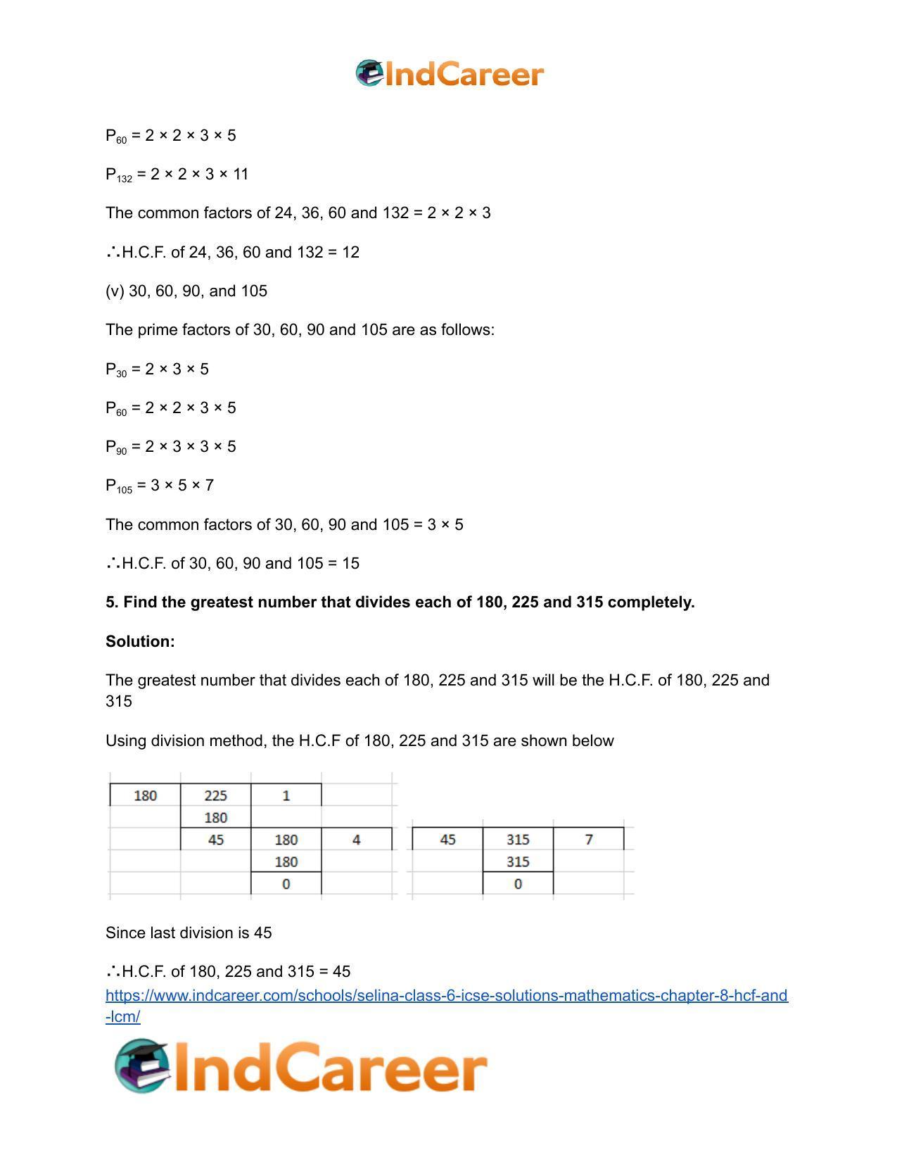 Selina Class 6 ICSE Solutions Mathematics : Chapter 8- HCF And LCM - Page 34